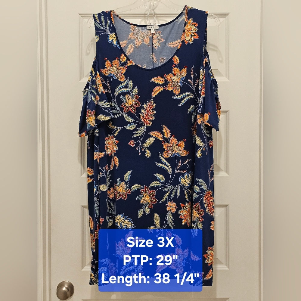 AUW Floral Cold Shoulder Dress, EUC, Size 3X